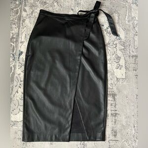 Babaton Black Faux Leather Pencil Skirt